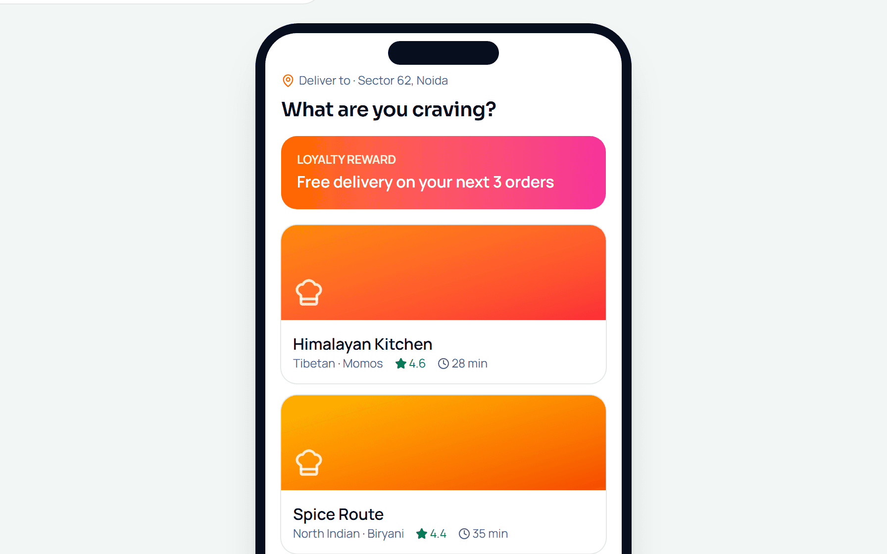 Food Delivery Mobile App — interface preview