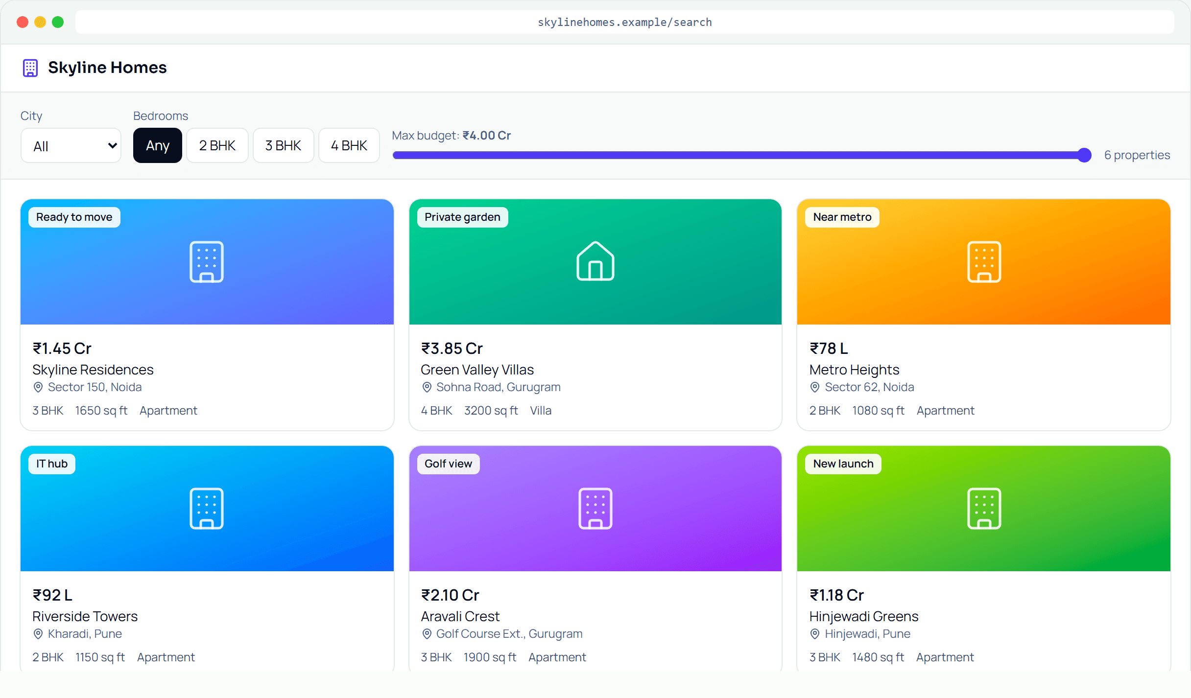 Real Estate Lead Platform — interface preview